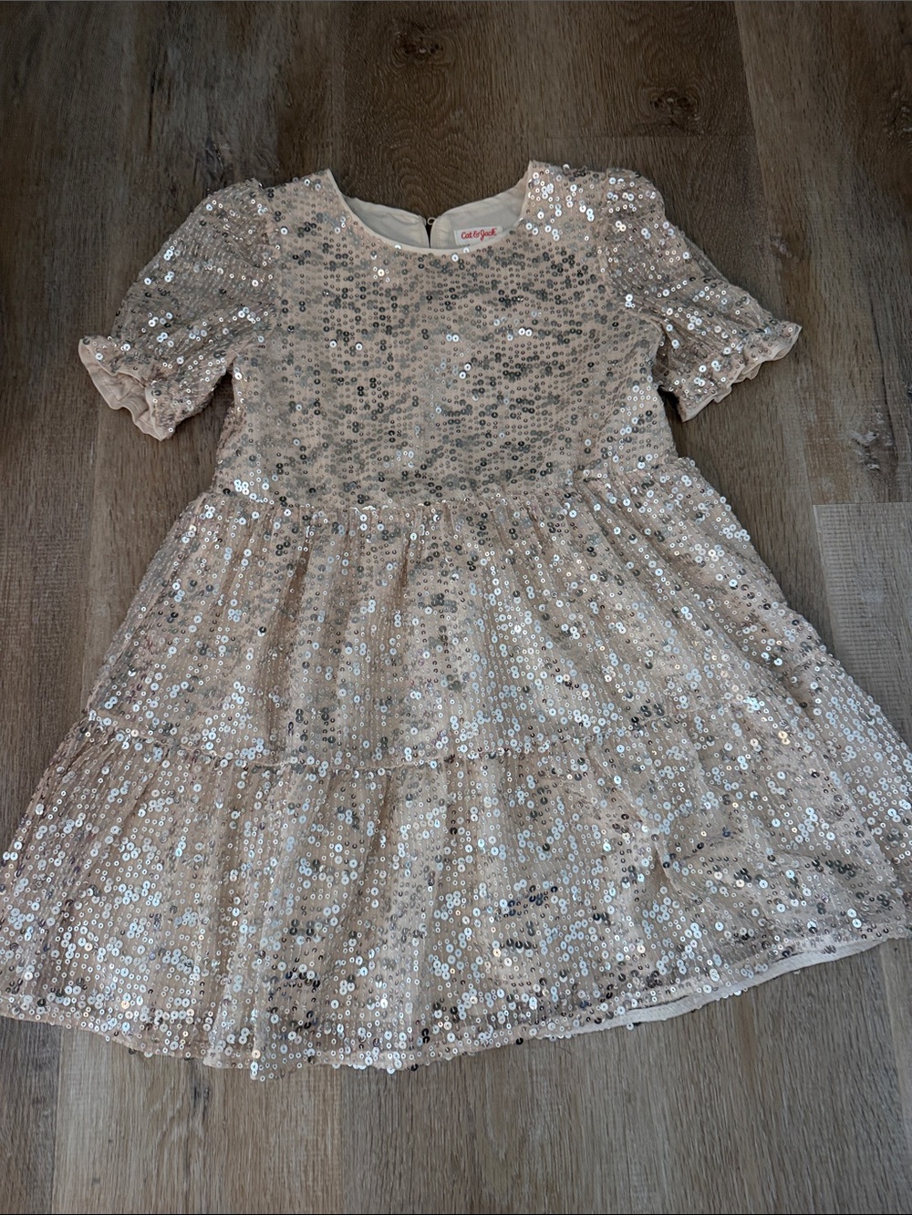 Cat & Jack Blush Sequin Tiered Party Dress